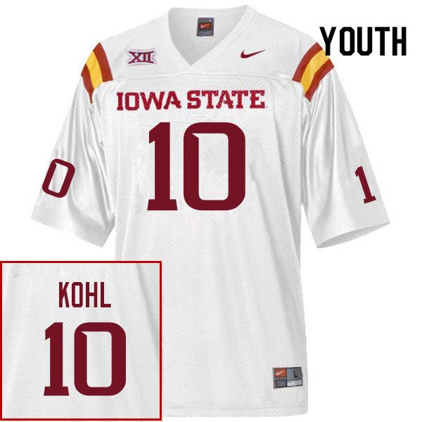 Youth #10 Iowa State Cyclones College Football Jerseys Stitched Sale-White